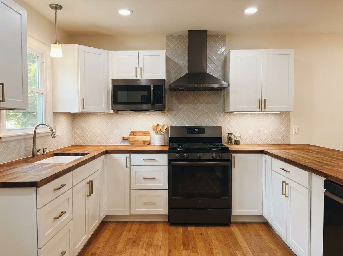 Kitchen renovation with herringbone backsplash in Deltona, FL
