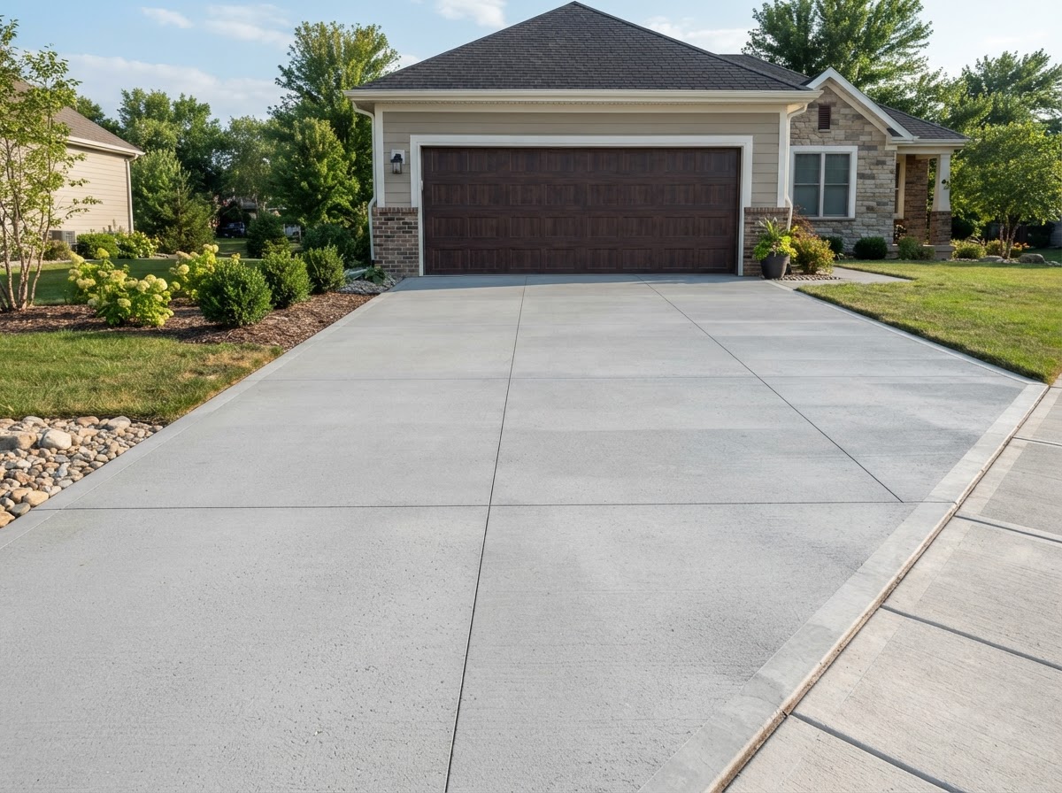 Concrete driveway connected to a garage slab in Tustin, California