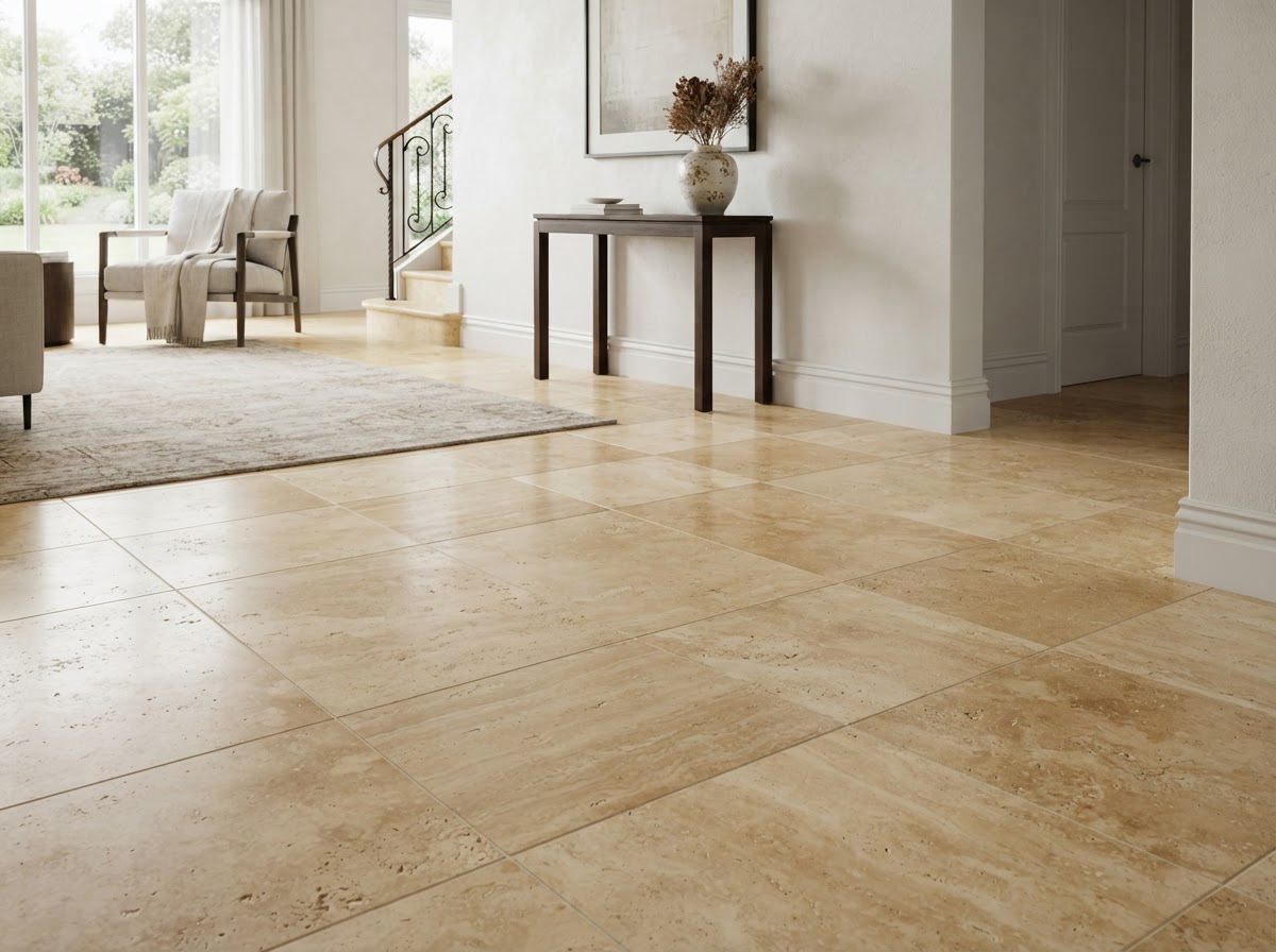 Travertine floor restoration by Advantex