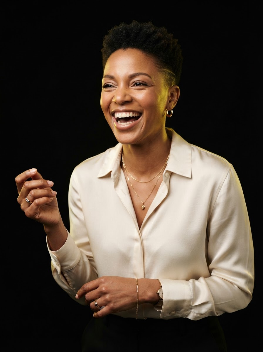 Confident Black woman entrepreneur ready to build her Black Friday sale