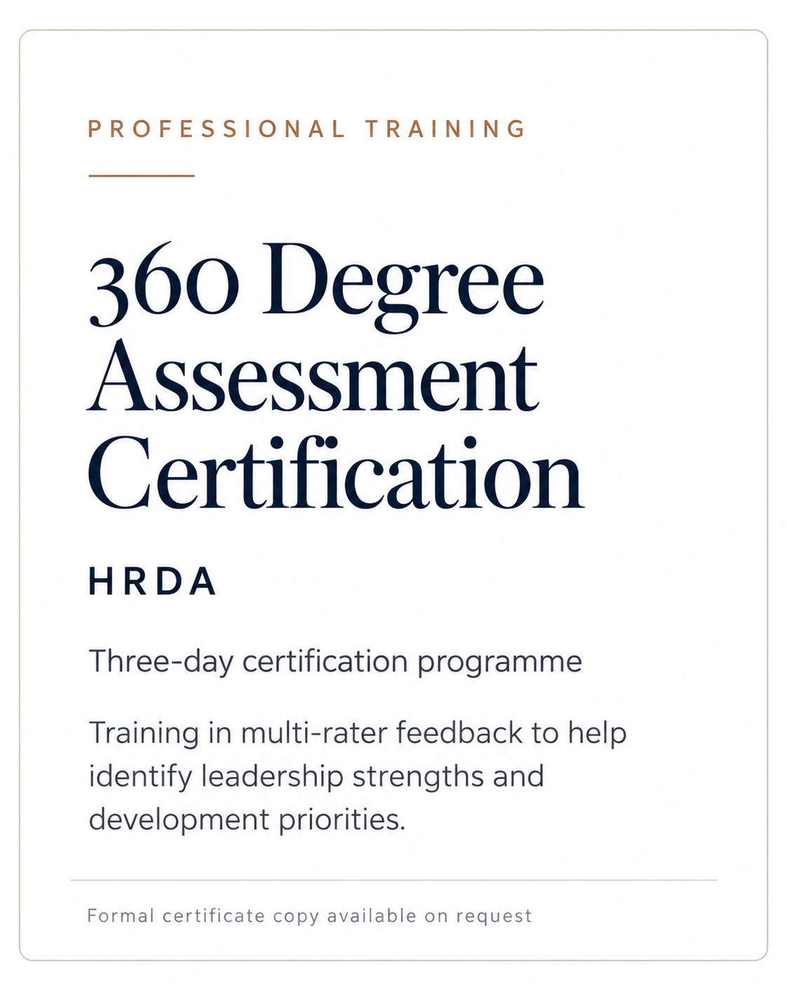 360 Degree Assessment Certification — HRDA