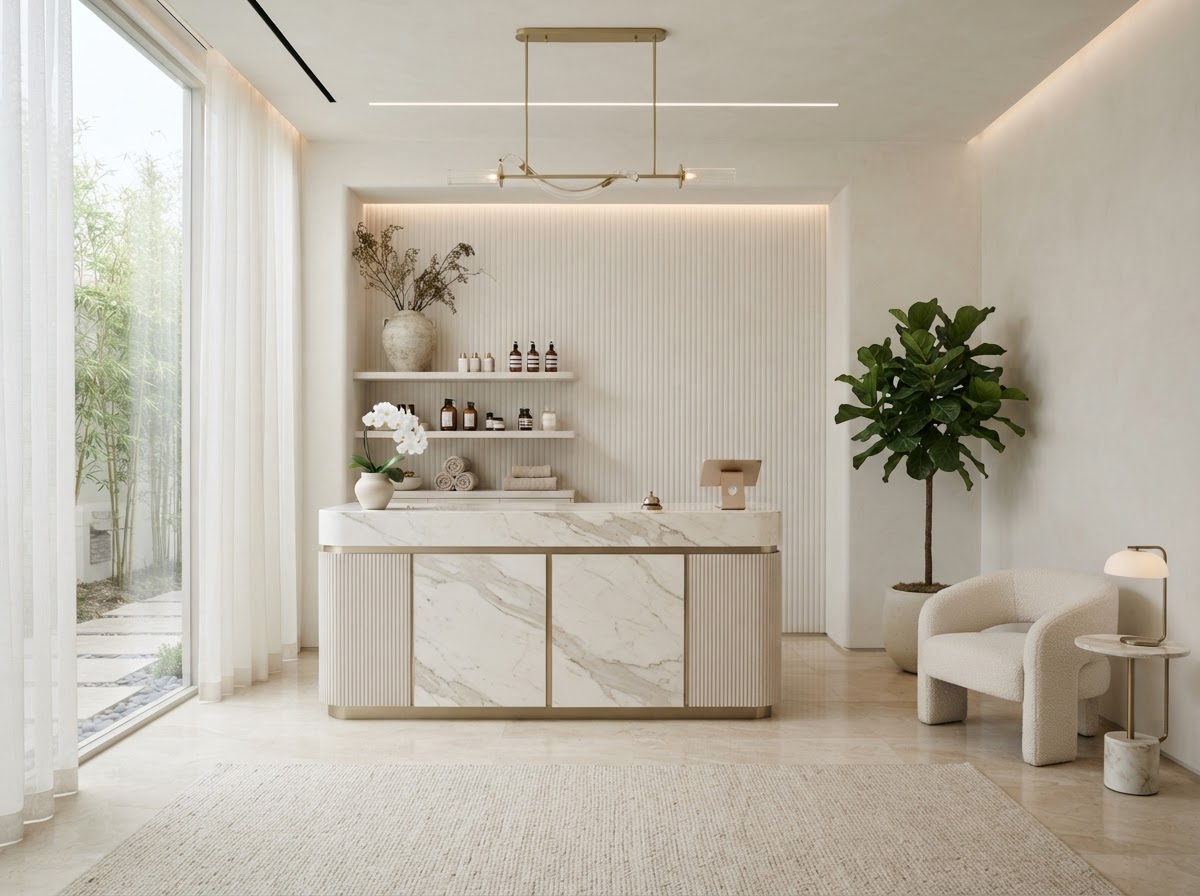 Recepción de la clínica de estética facial
