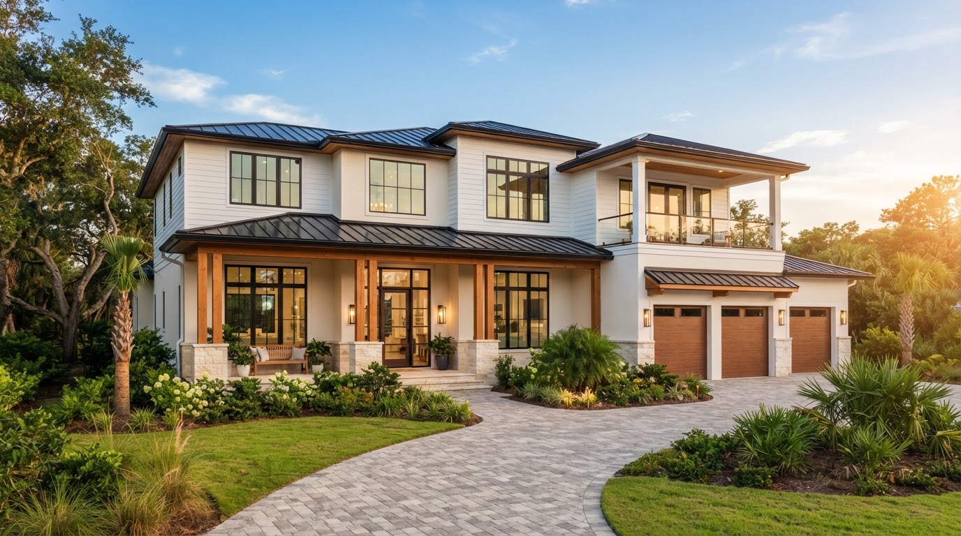 Modern custom home construction near Milton Florida