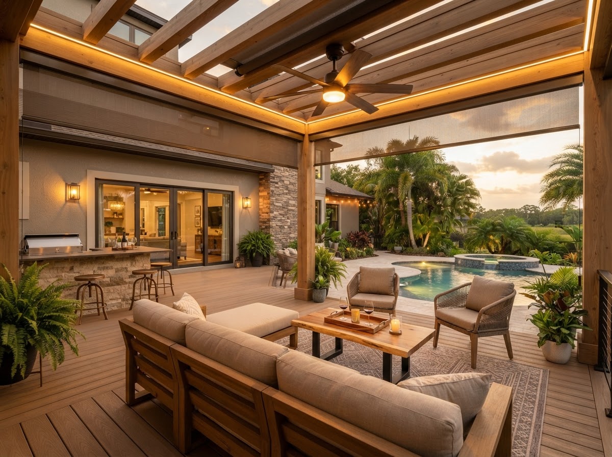 Covered deck and outdoor living construction near Milton Florida