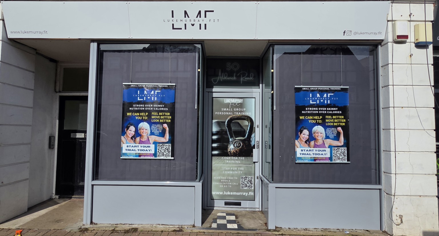 Exterior frontage and entrance of the LukeMurray.Fit gym at 50 Aldwick Road, Bognor Regis