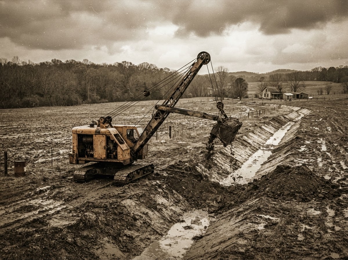 Early-era excavation work on regional farmland