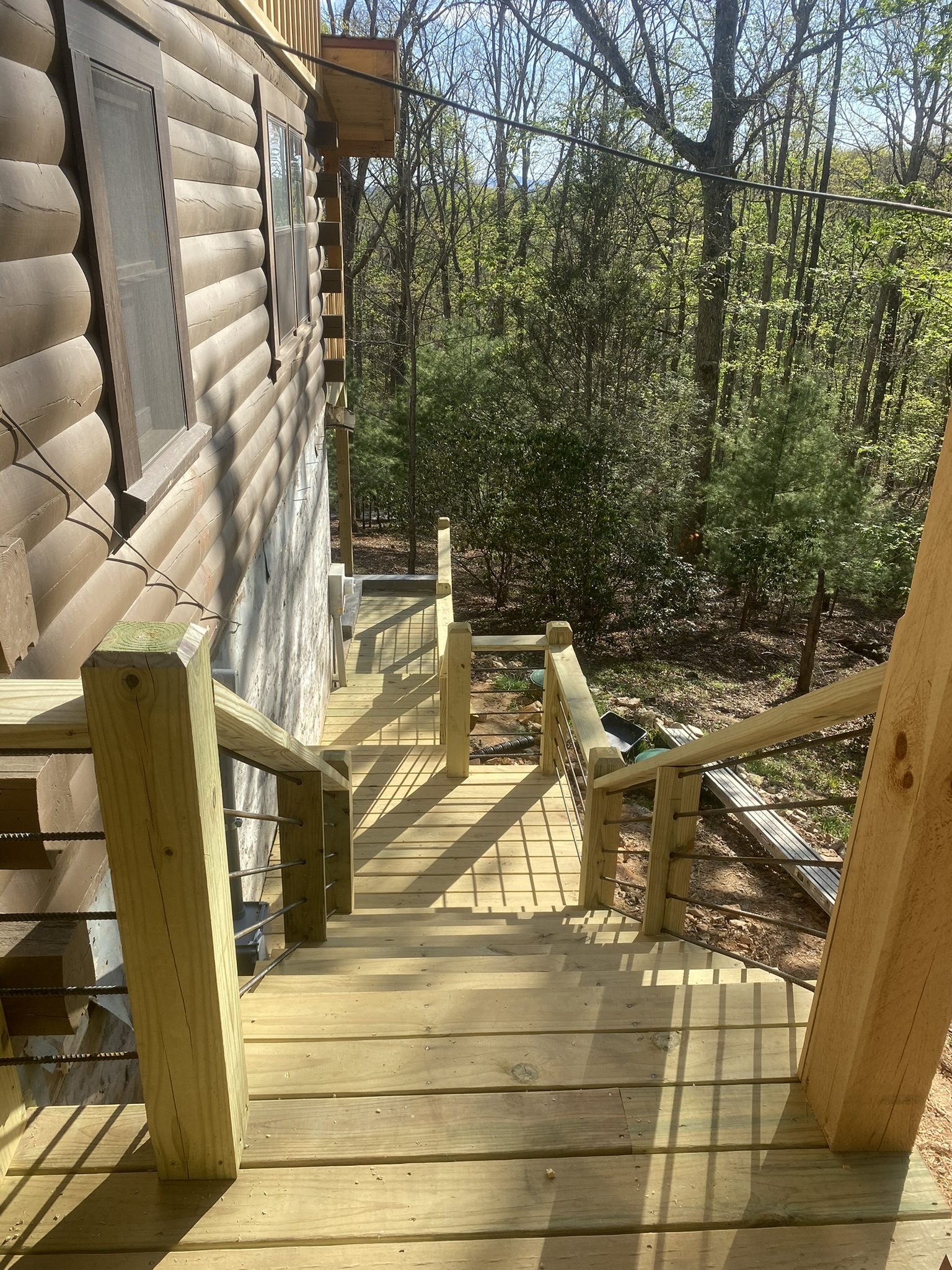 Handcrafted Mountain Staircase & Custom Steel Cable Railing