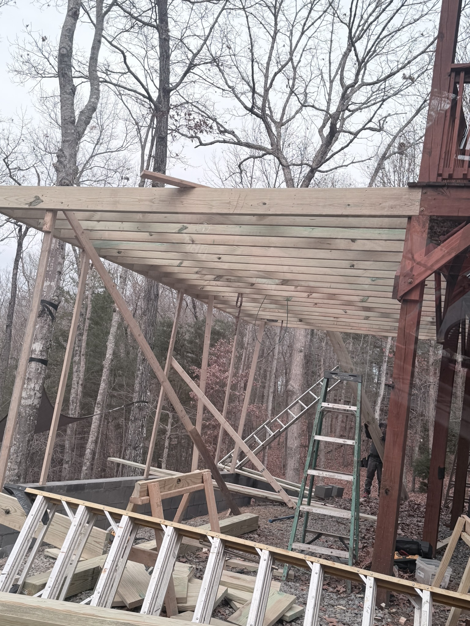 Mountain Porch Roof Extension & Heavy Timber Framing