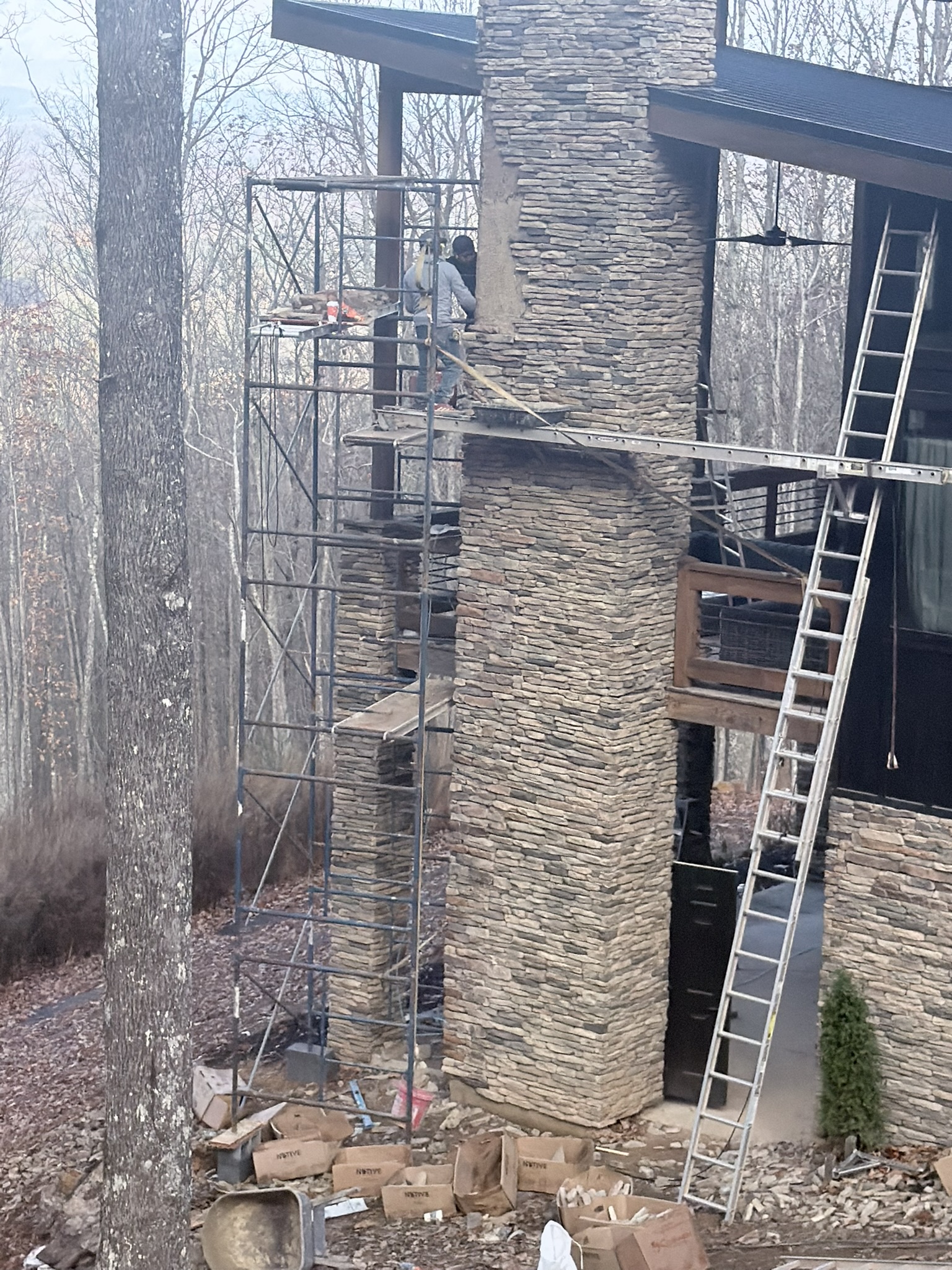 High-Elevation Stone Chimney Build Ellijay GA