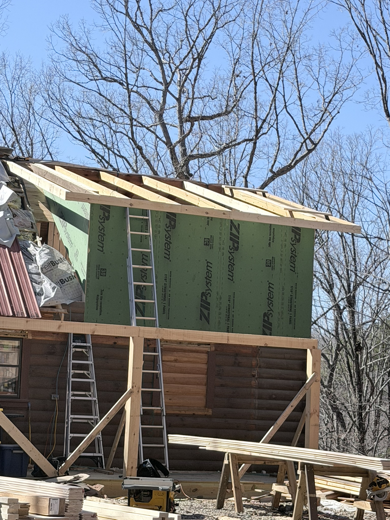 Mountain Addition Framing, ZIP System Sheathing & Rafter Construction