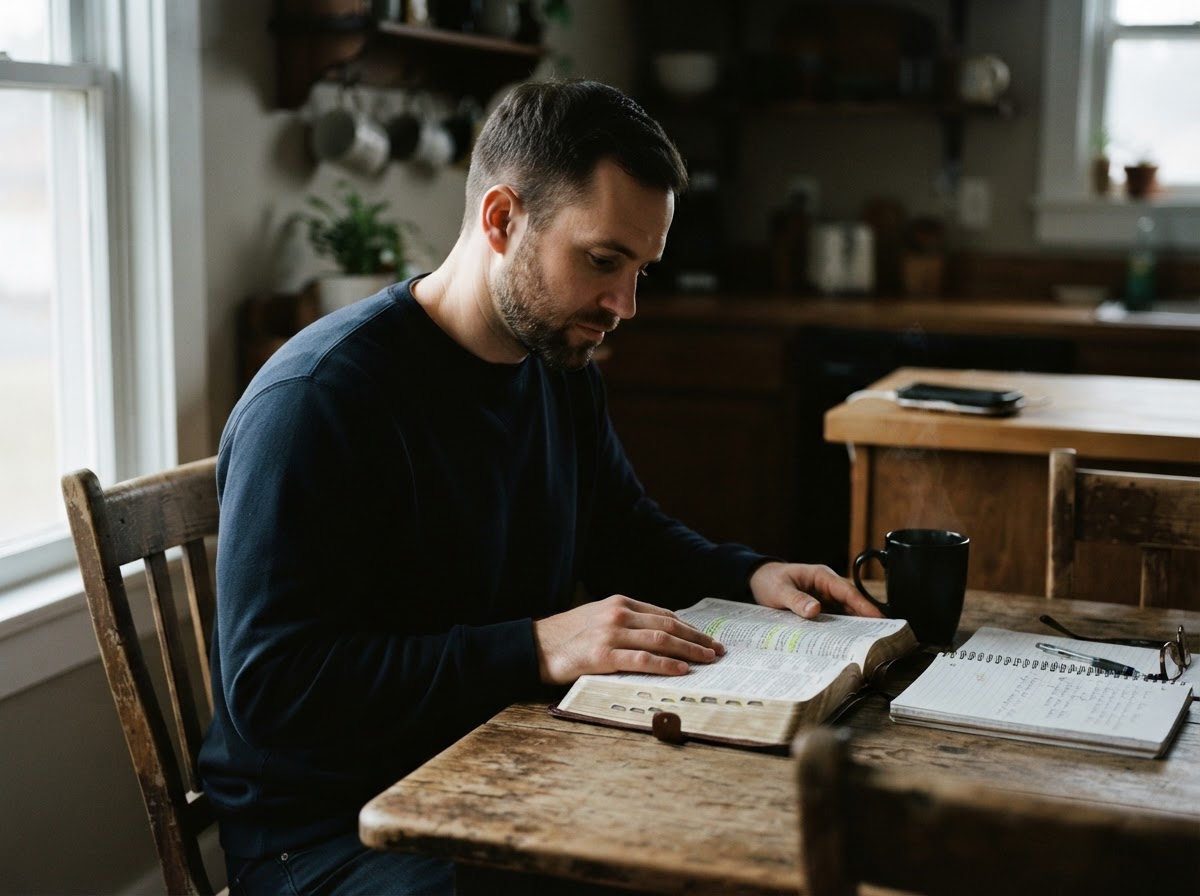 A man kneeling in prayer