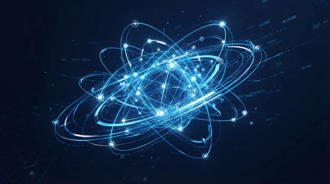 Connected network of glowing orbital rings and nodes representing an organized customer-growth system