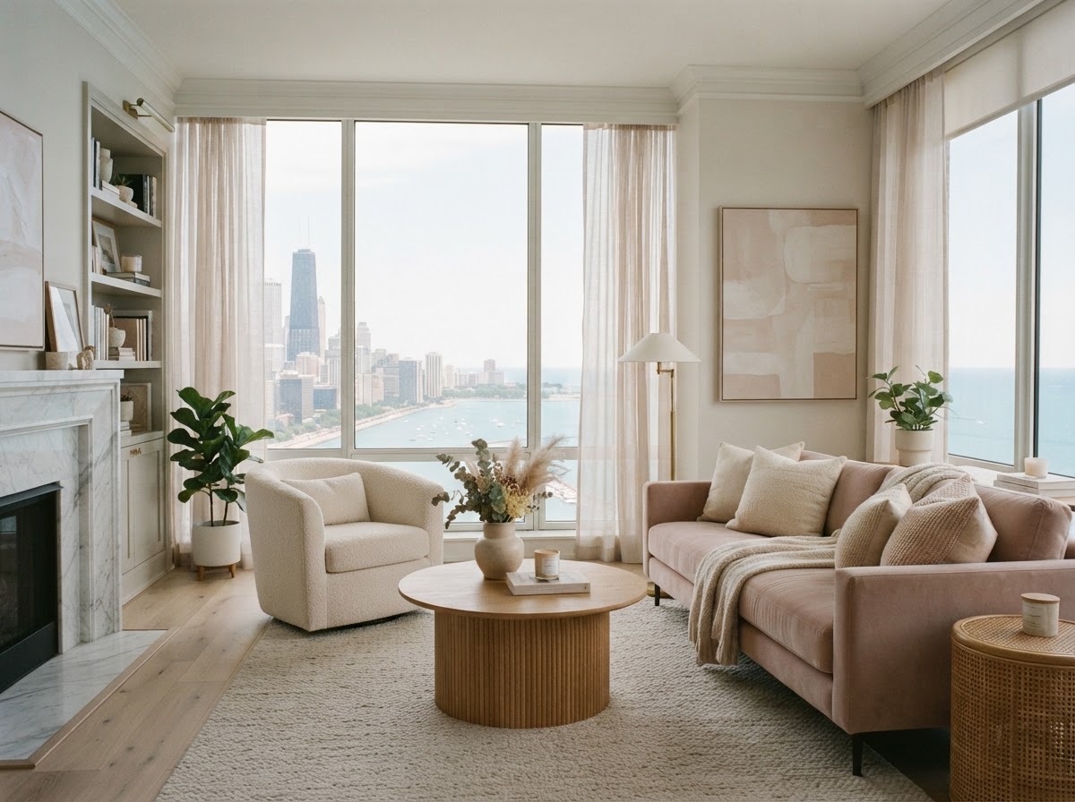Lakefront Blush Condo — design concept