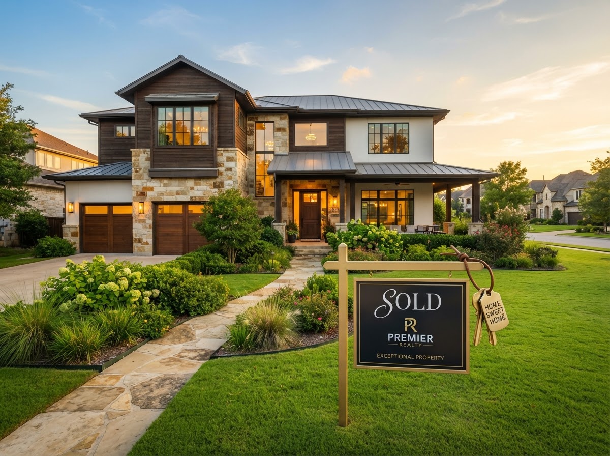 Dream home with sold sign and keys representing mortgage approval