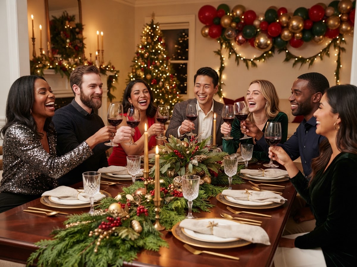 Friendsmas Celebrations holiday design concept by ASE