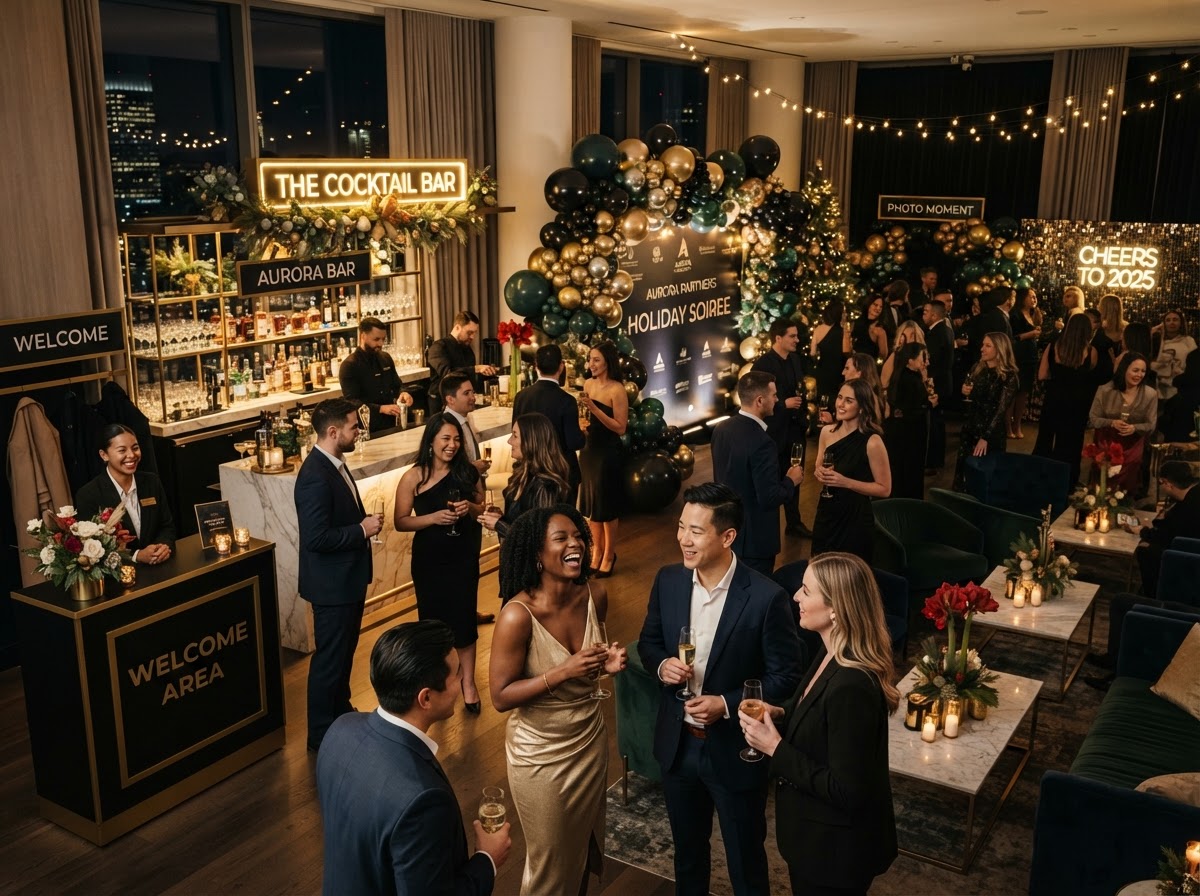 Corporate Holiday Mixers holiday design concept by ASE