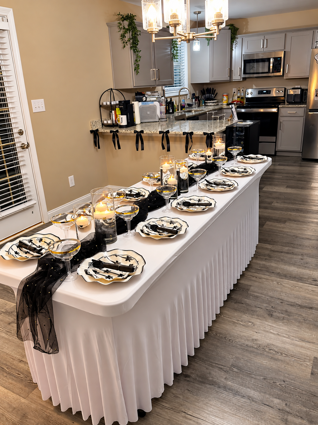 Intimate Table Styling with Floating Cylinders & Gold Coupes