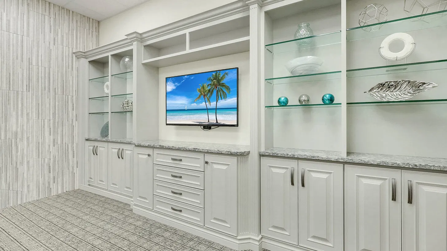 Built-in cabinetry display in the Stuart Kitchen Bath and Flooring showroom