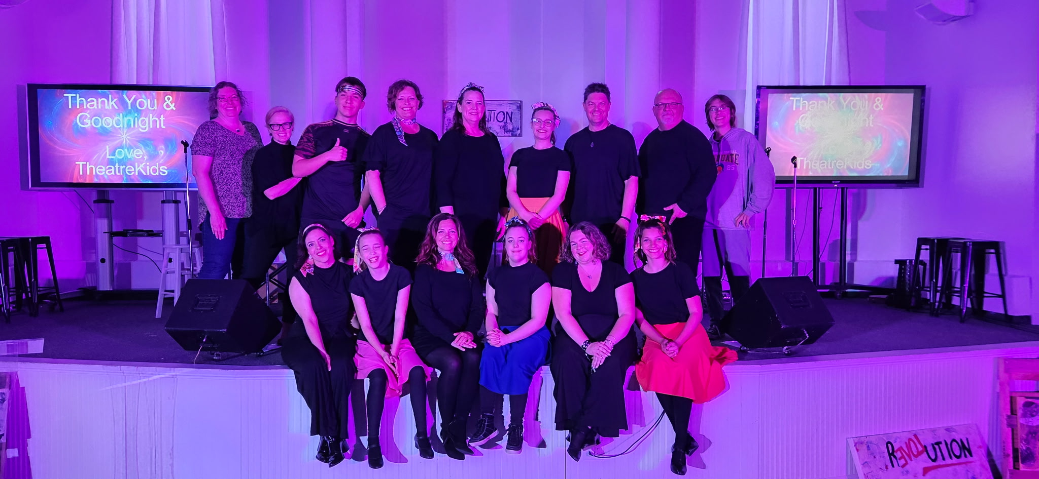 Volunteers and cast crew at TheatreKids
