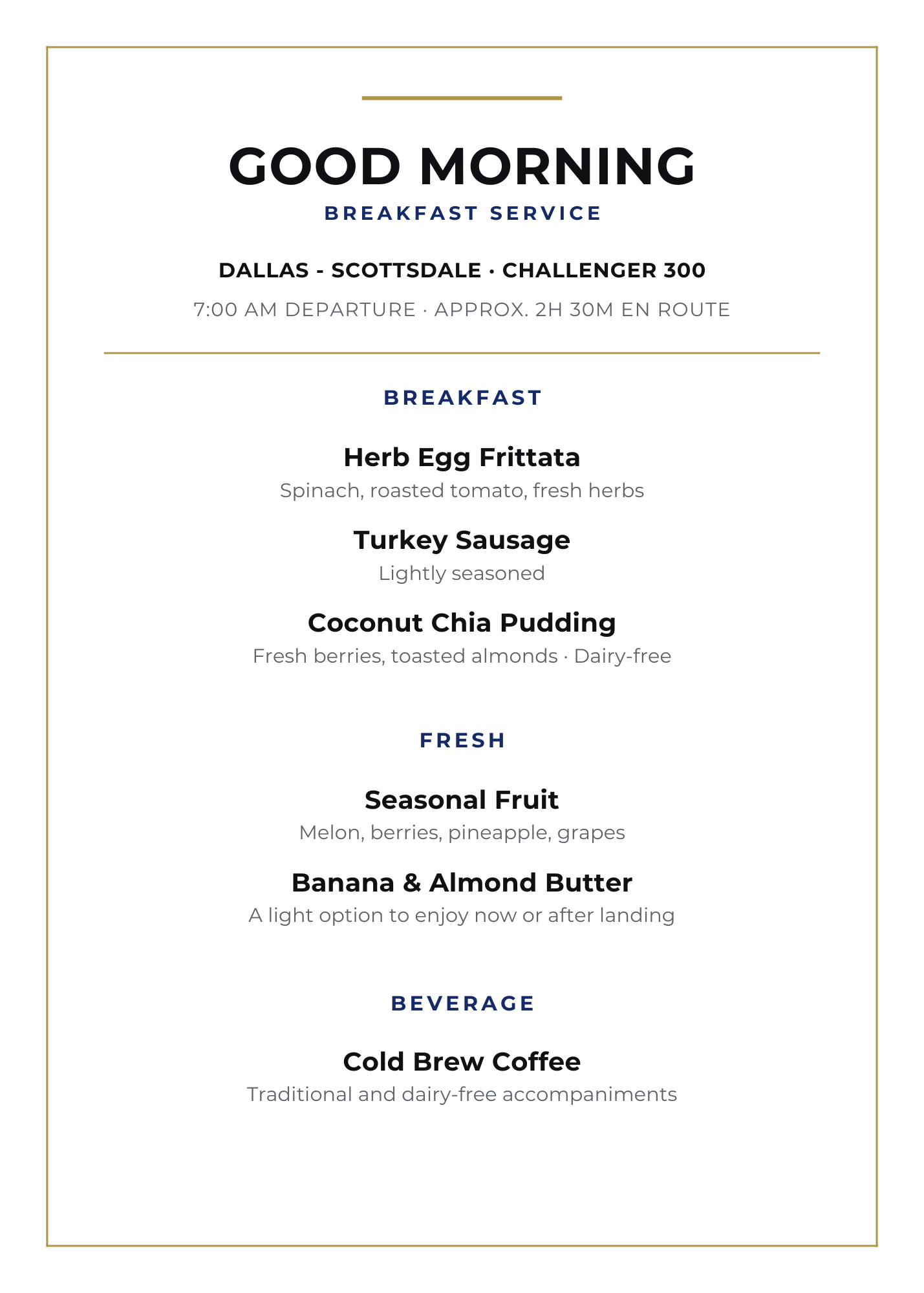 The Golf Foursome Menu