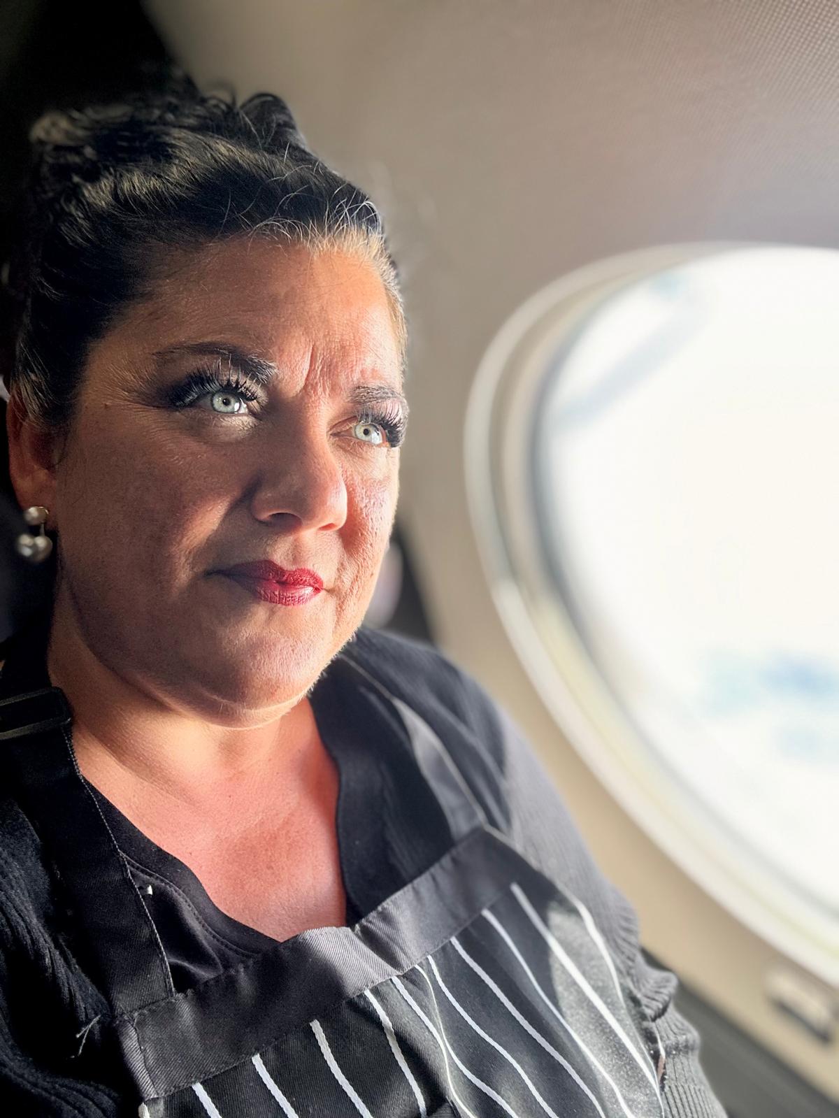 Natalie Rader in-cabin during flight operations