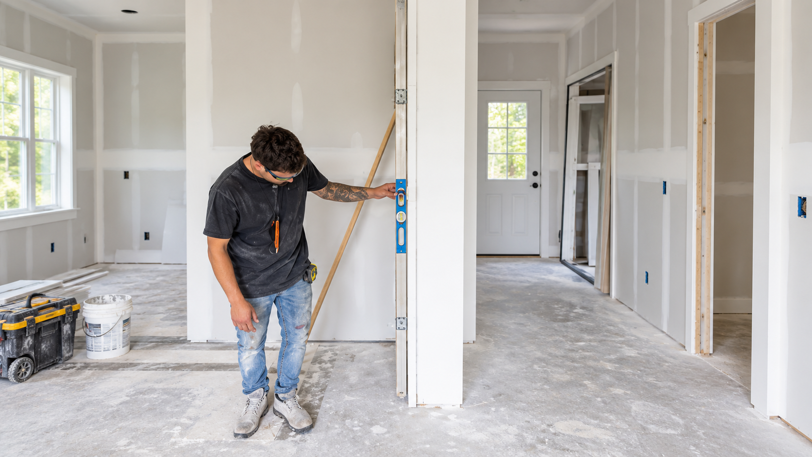 Drywall craftsmanship on a residential construction project