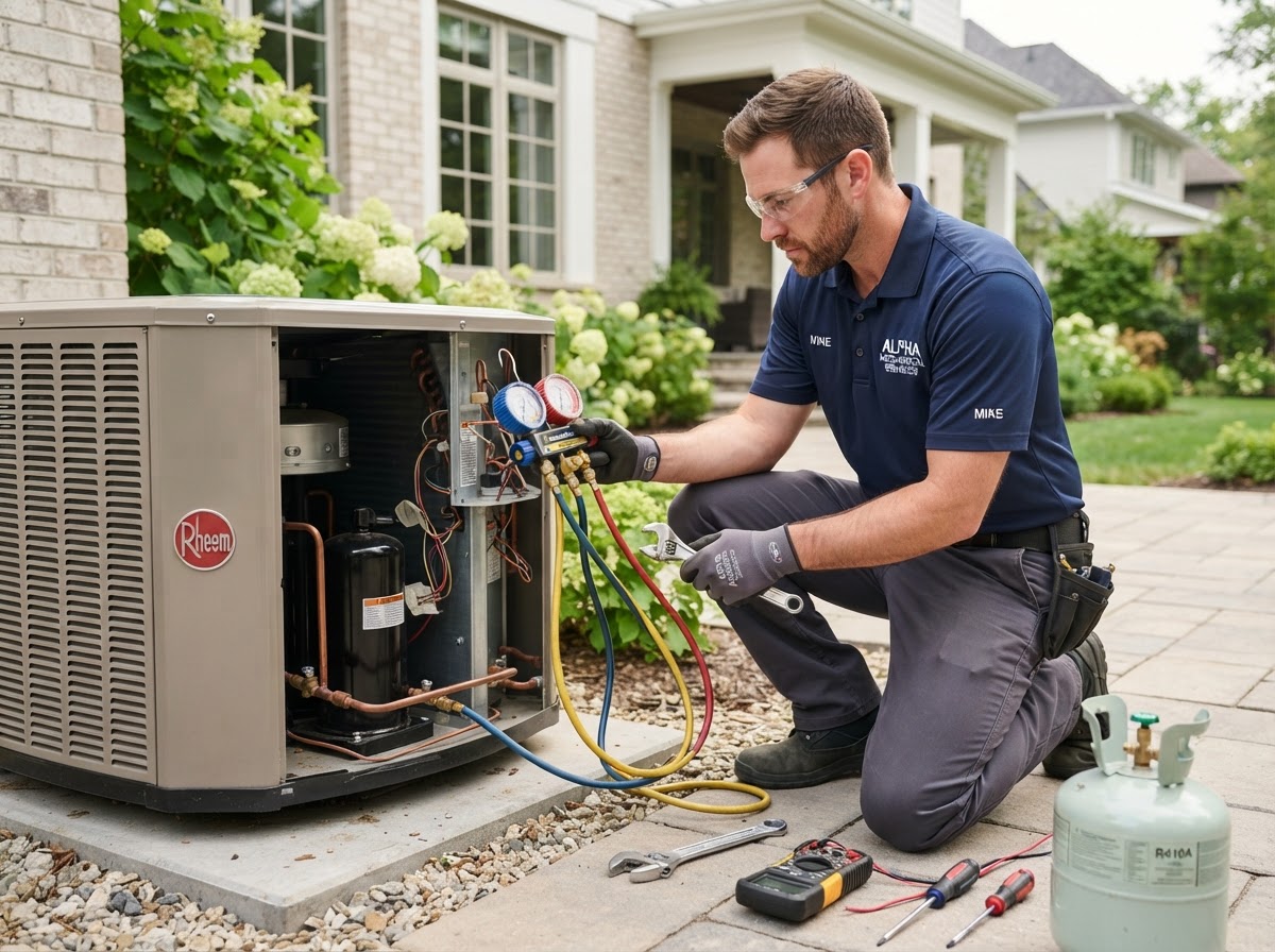 Mechanical trades technician servicing building equipment