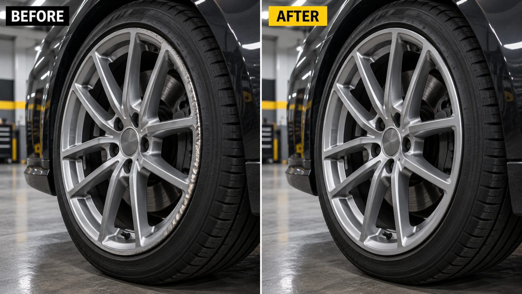Machined Alloy Wheel Curb Rash Repair