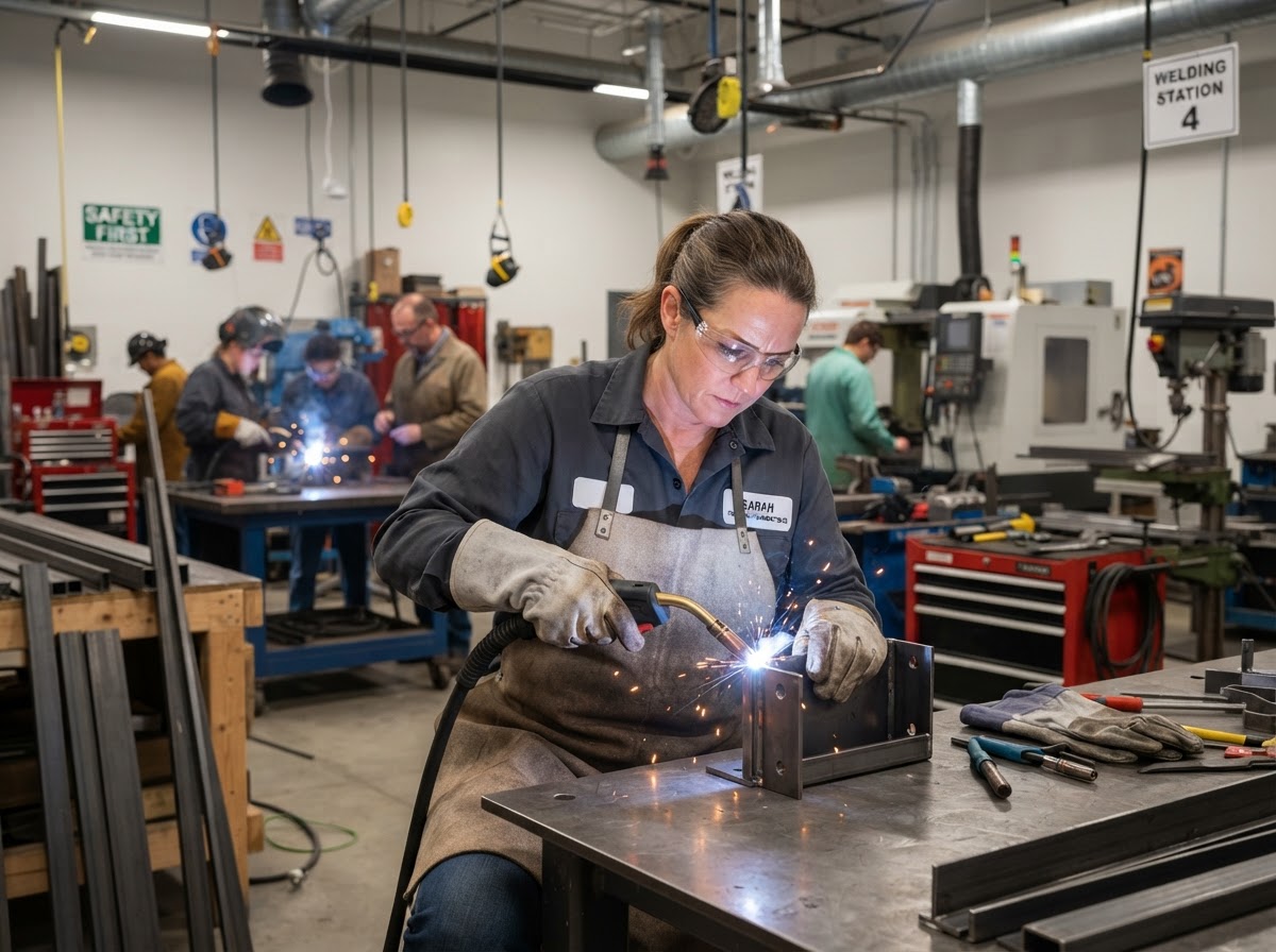 Career changer learning hands-on skilled trades