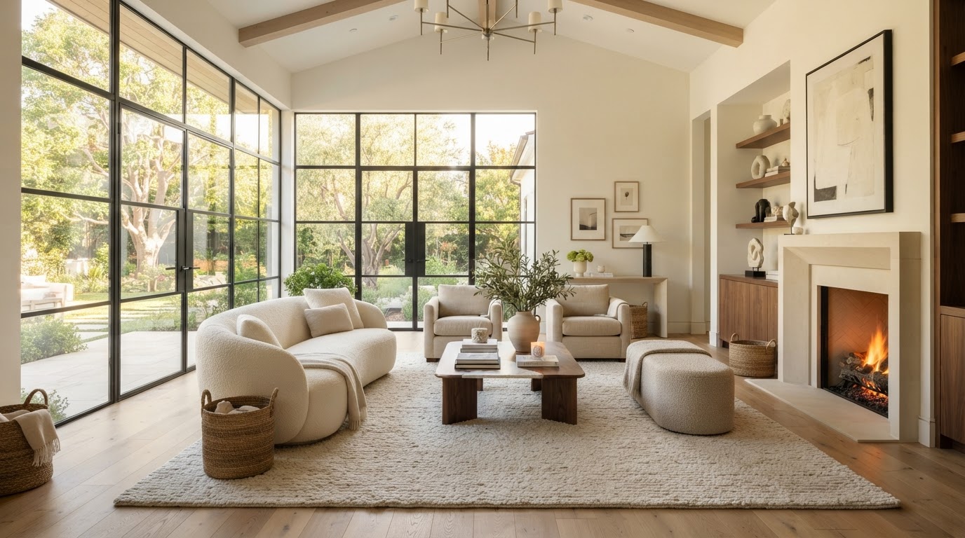 Bright luxury living room interior