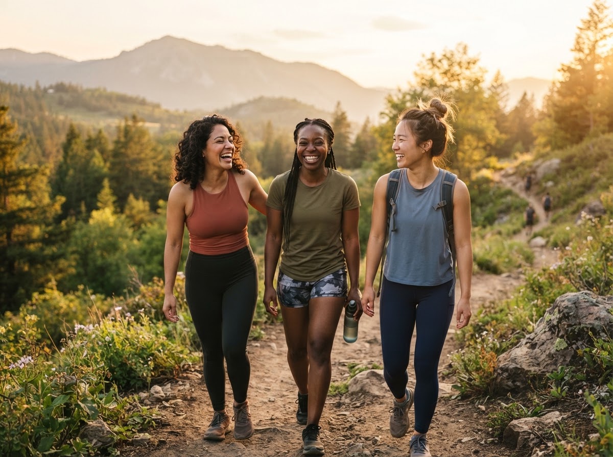 Community members enjoying active wellness outdoors