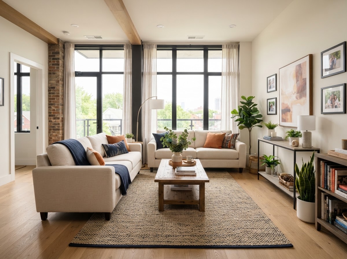 Sample shared living area in a GUUD Homes residence (placeholder photo)