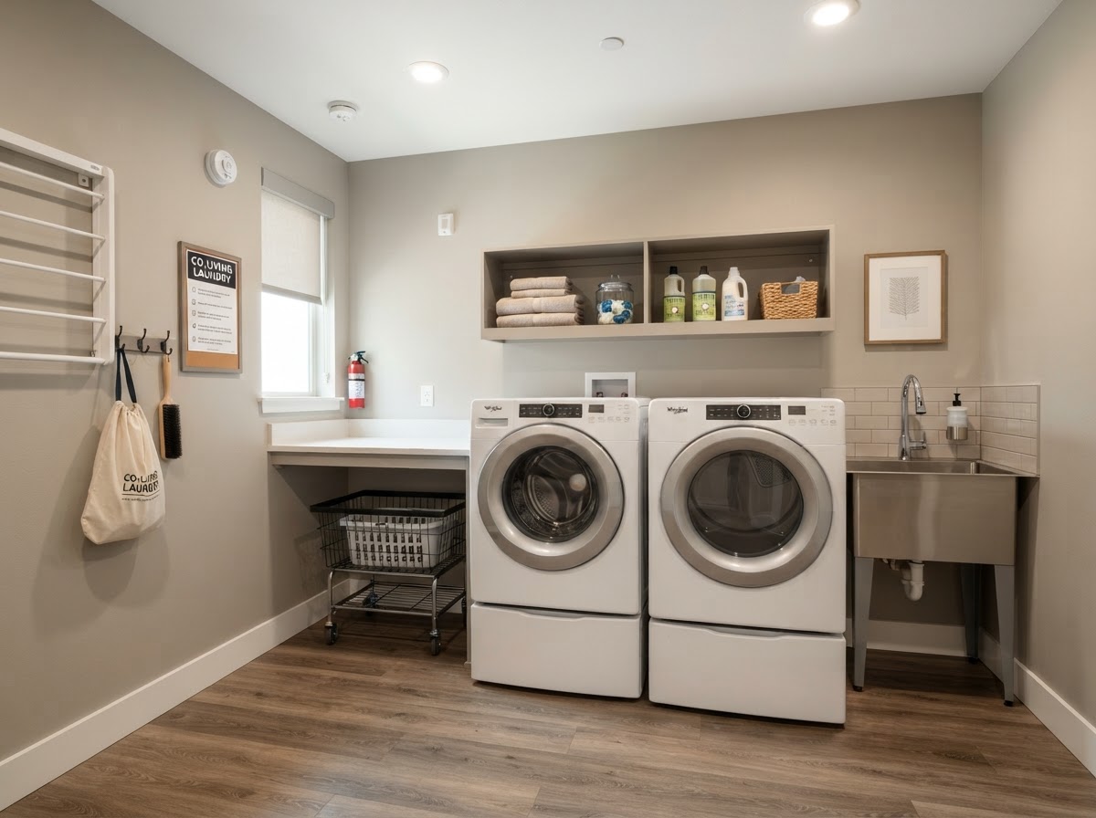 Sample on-site laundry area in a GUUD Homes residence (placeholder photo)