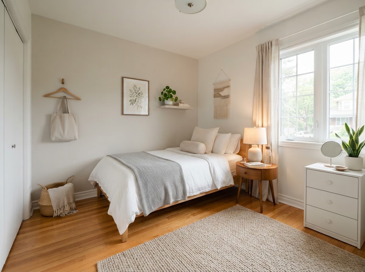 Sample furnished private bedroom in a GUUD Homes shared residence (placeholder photo)