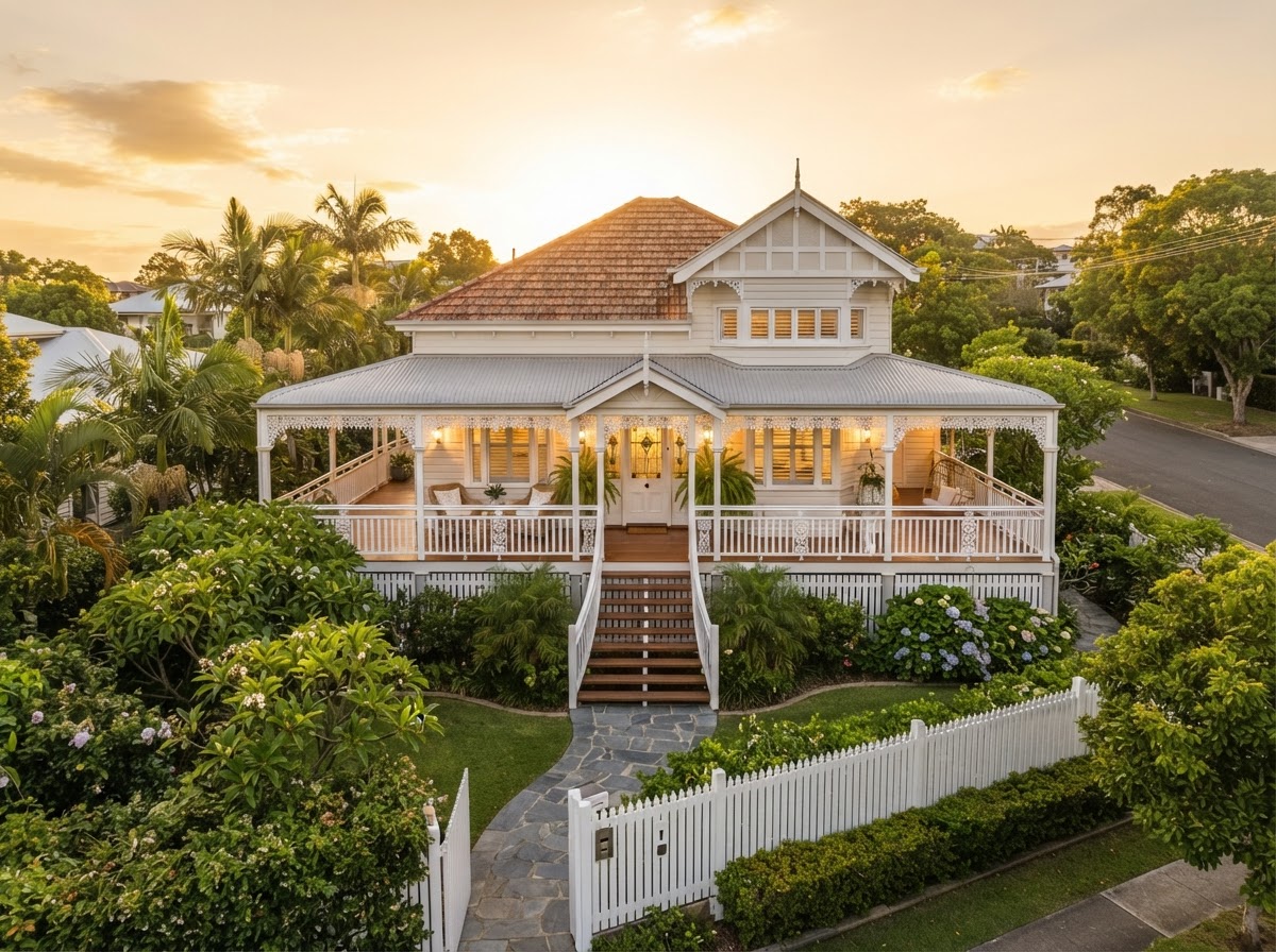 Character Brisbane home at golden hour