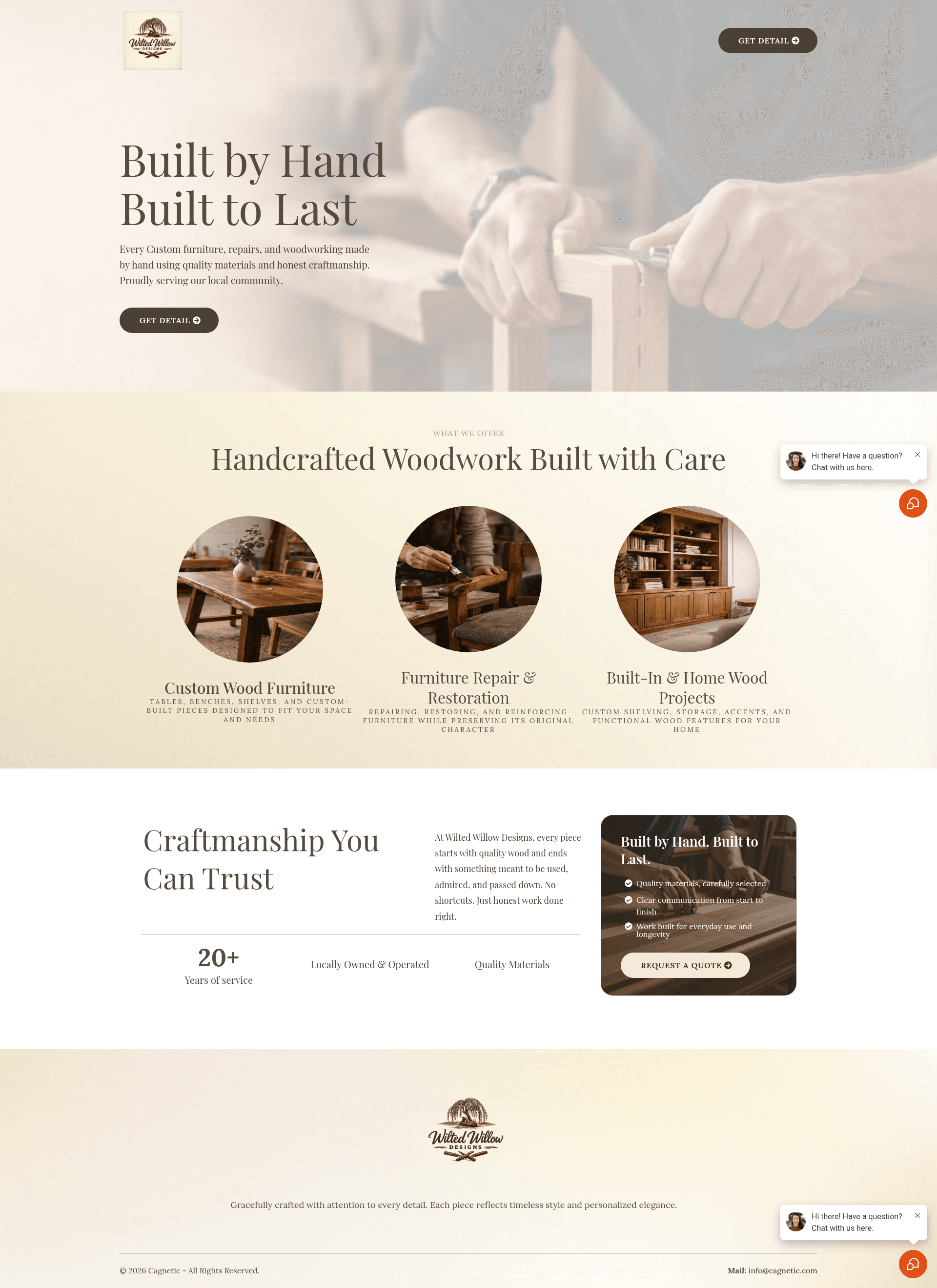 Wilted Willow Designs website preview