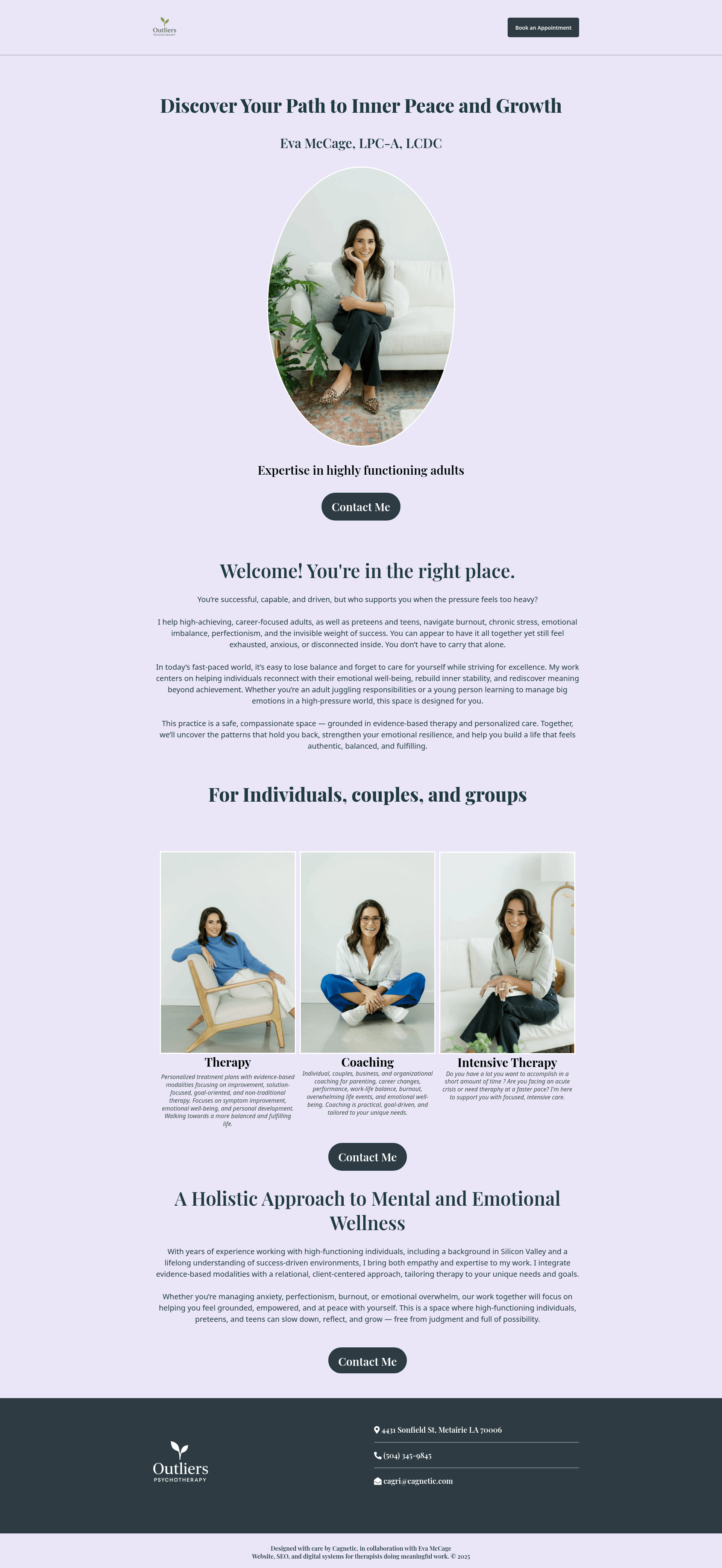 Outliers Psychology website preview