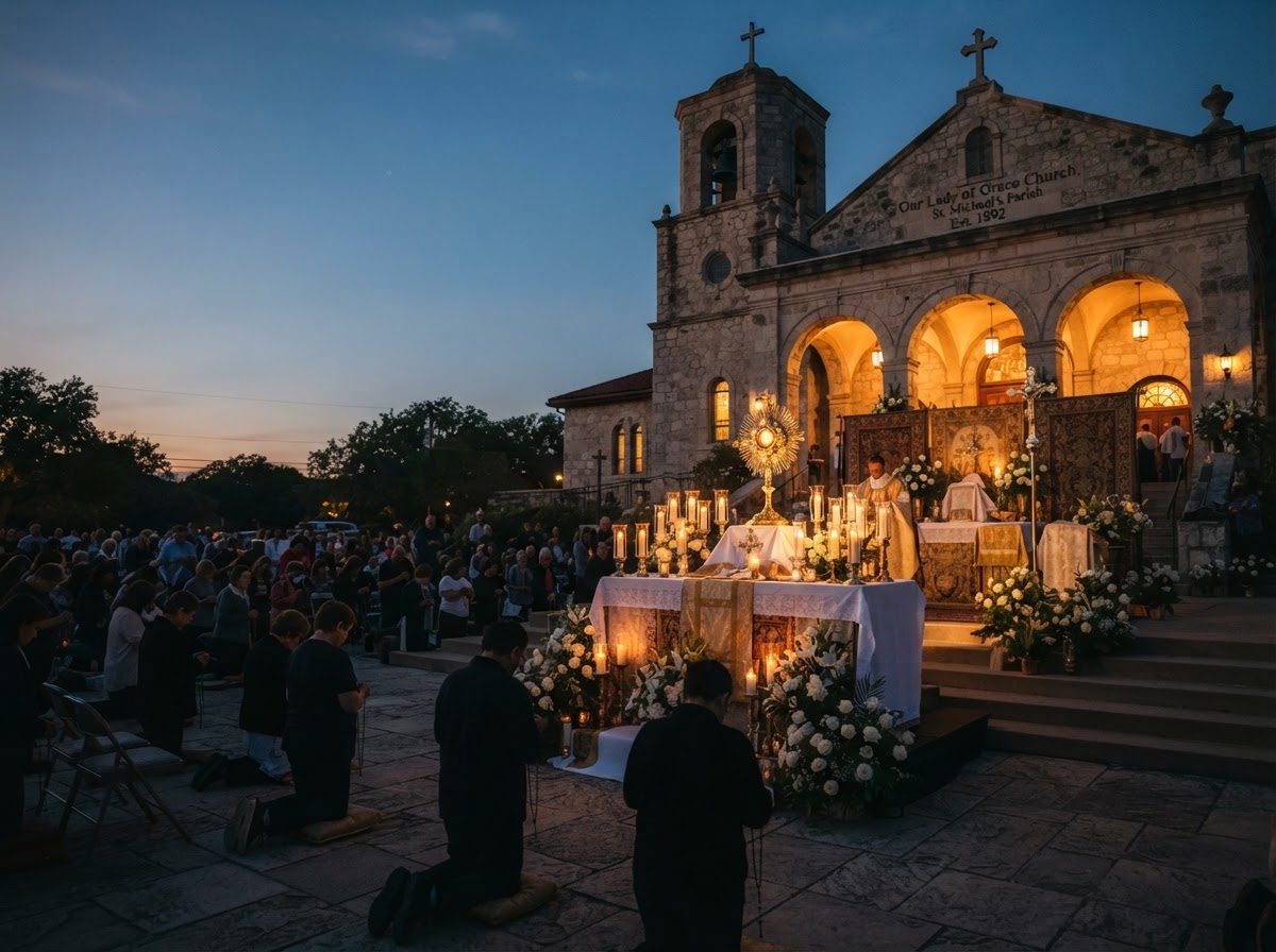 Adoración eucarística con el Santísimo Sacramento expuesto