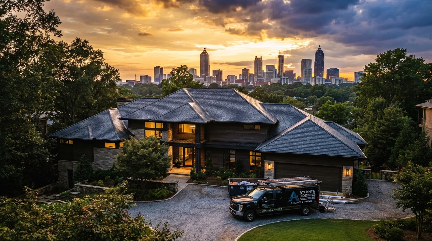 Premium residential roof in Atlanta at golden hour