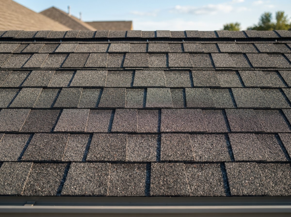 Close-up of quality roofing shingle installation