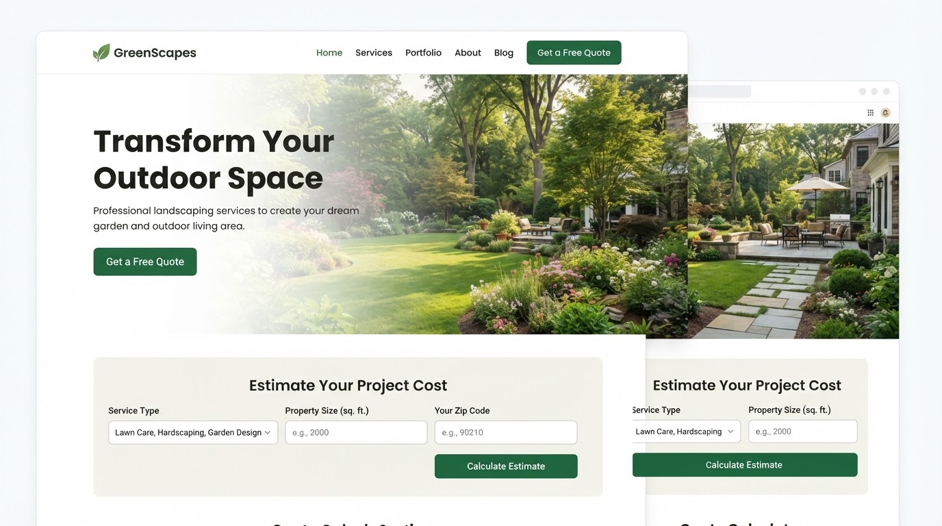 Landscaping website mockup