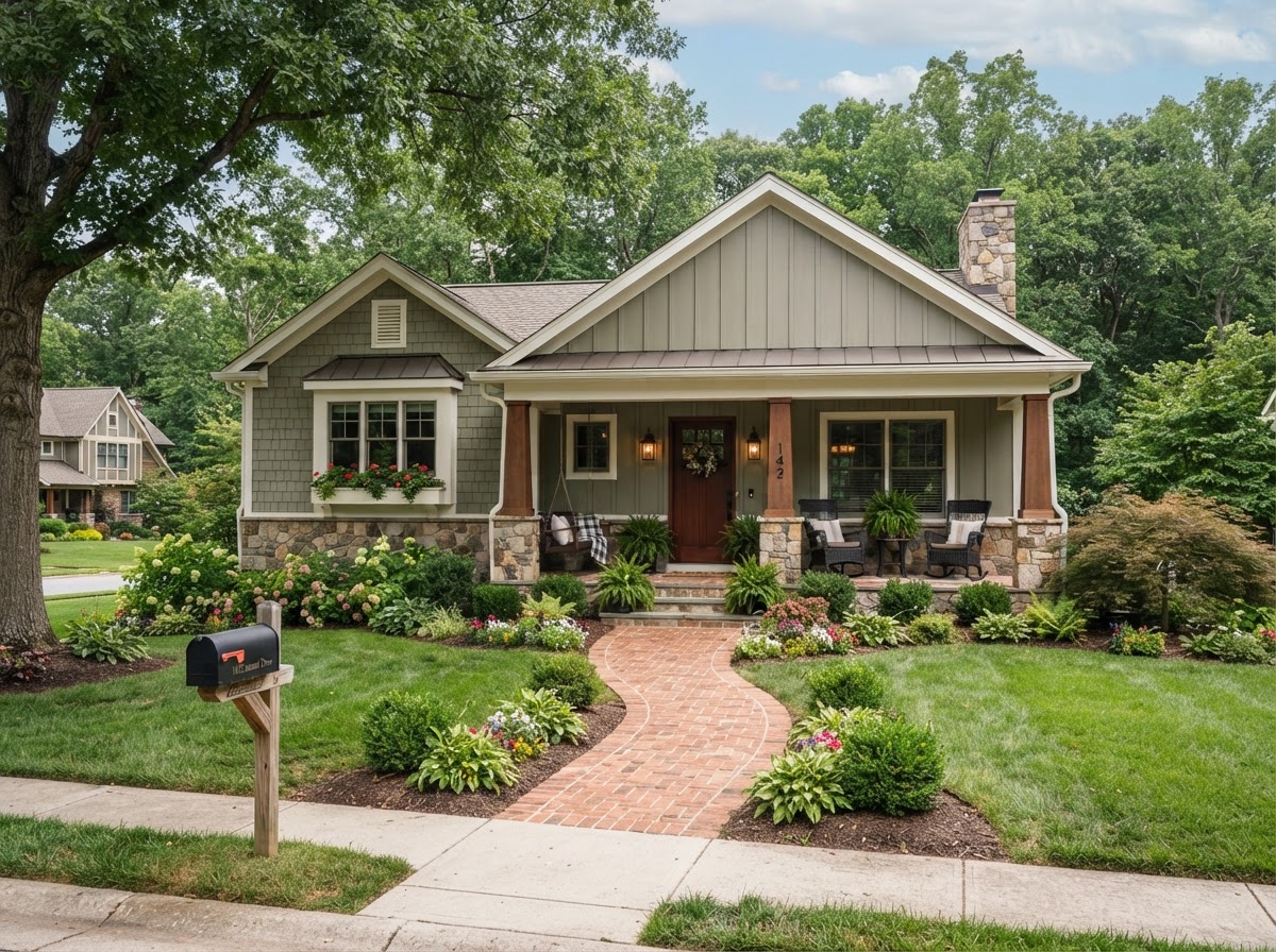 Welcoming front porch of an Anne Arundel County home