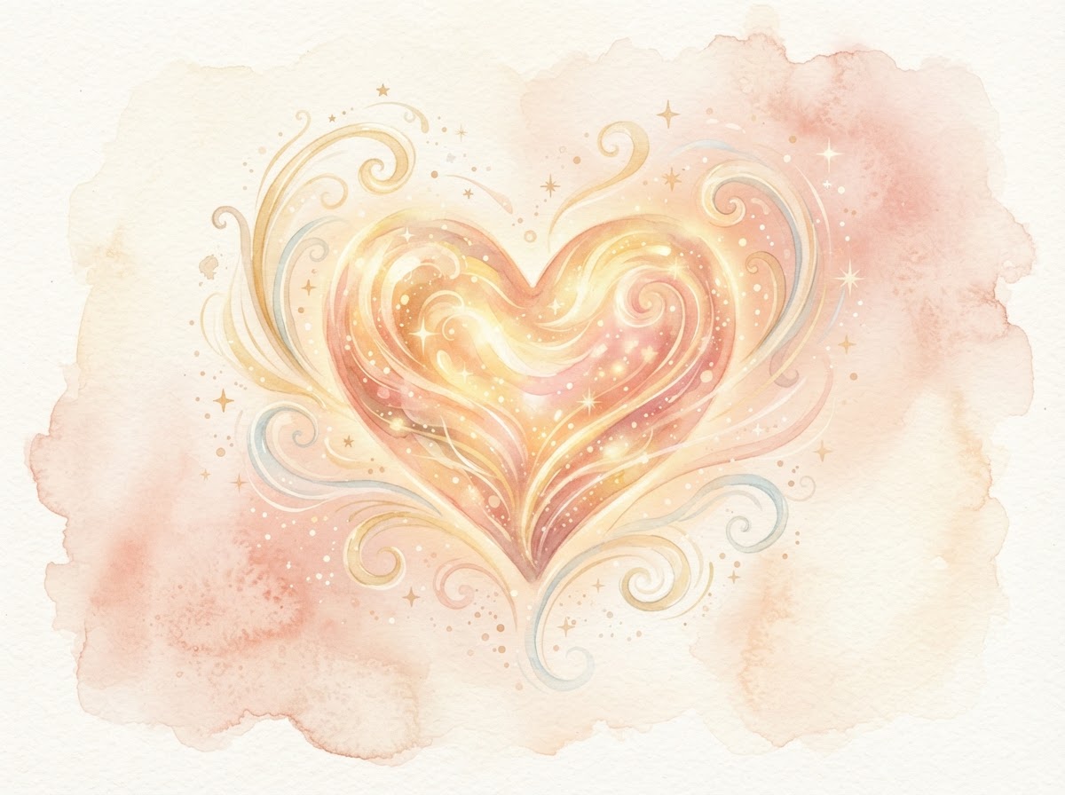 A soft glowing heart made of breath and light