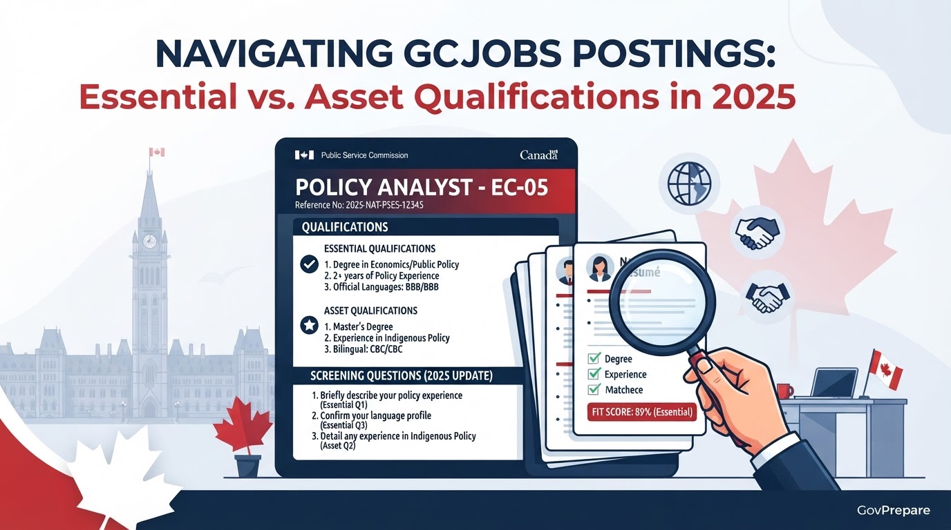How GCJobs Postings Work in 2025: Eligibility, "Essential" vs "Asset" Qualifications, and Screening Questions