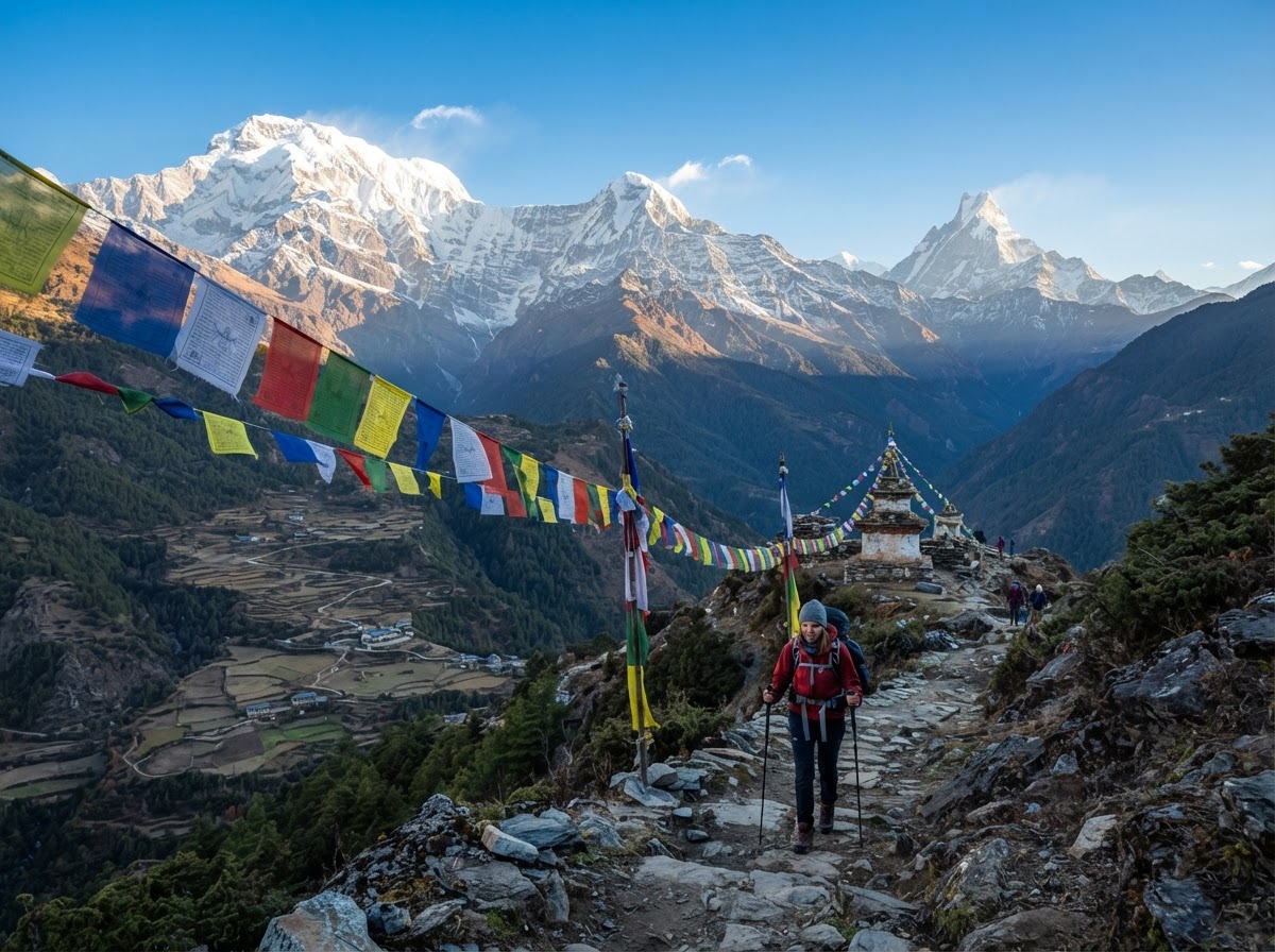 Prayer Flags & Snow Peaks