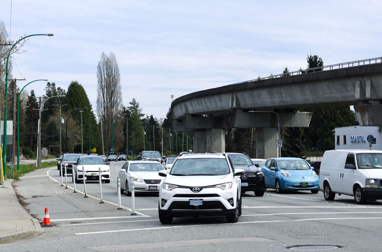 Aerial view of Burnaby, BC - mobile heavy duty truck repair service area