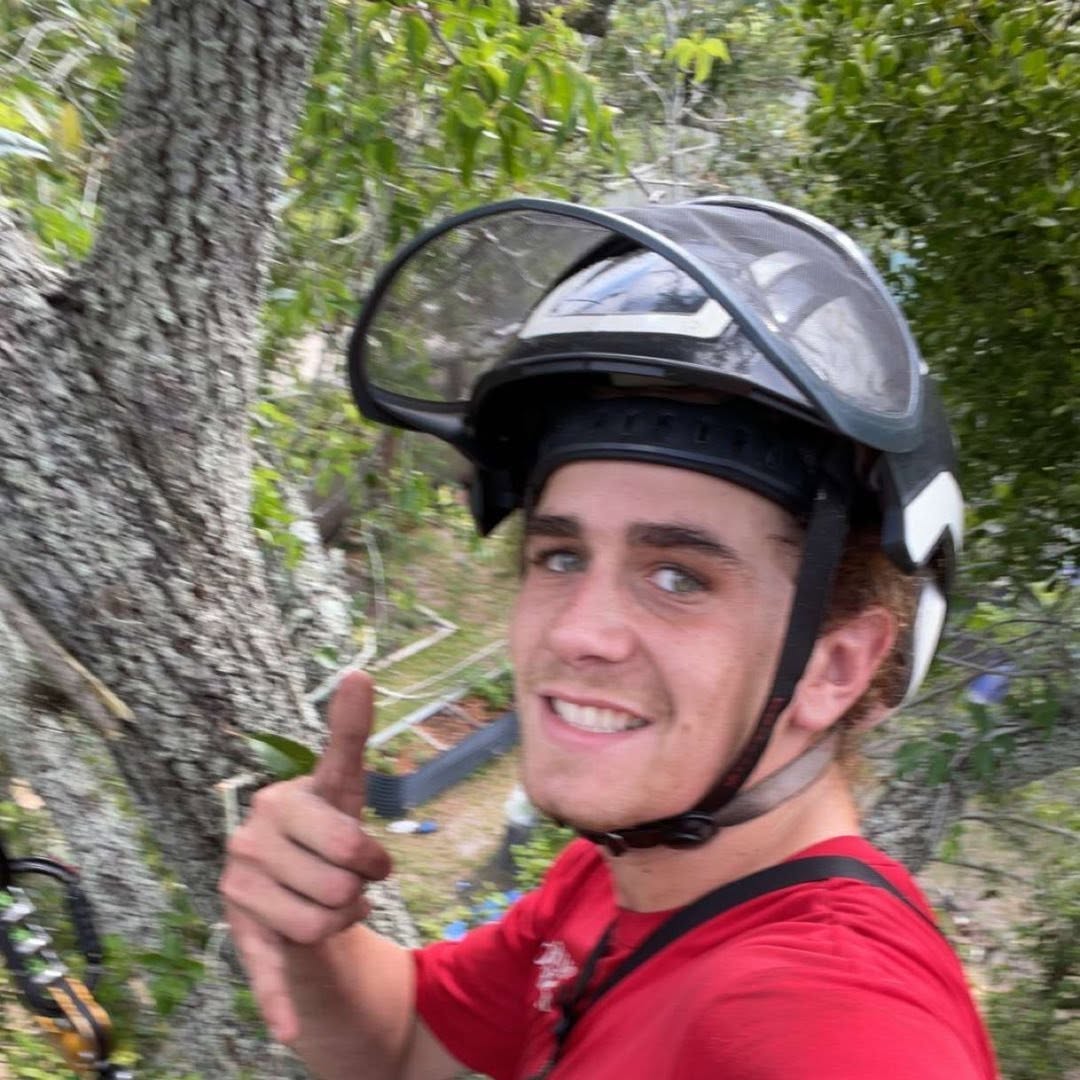 Certified Arborist working in high Florida tree canopy
