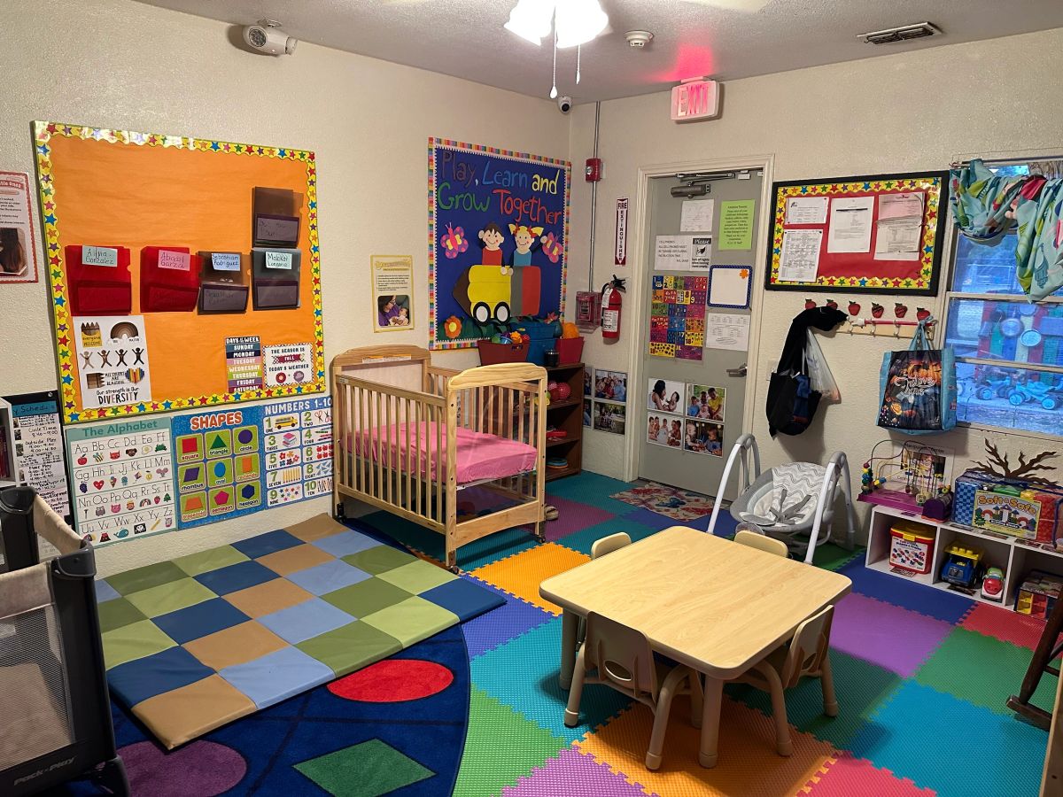 Infant classroom and nursery cribs at Heavenly Angels Daycare