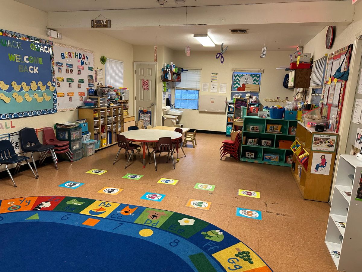 Toddler classroom and circle time carpet at Heavenly Angels Daycare