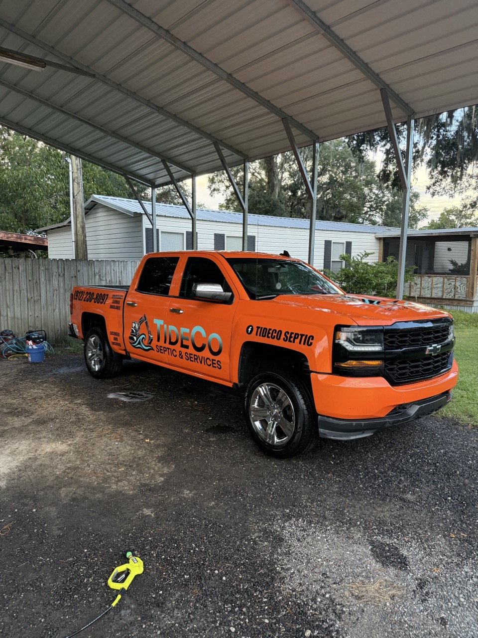 Commercial work truck fleet detailing for TideCo by 912 Shine Co.